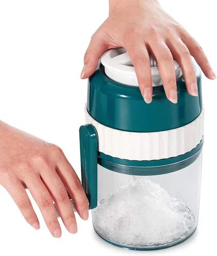 Vista 2 de MANBA Picadora de Hielo y Máquina de Cono de Nieve - Picadora de Hielo Portátil de Primera Calidad y Máquina de Hielo Raspado con Cubiteras Gratis