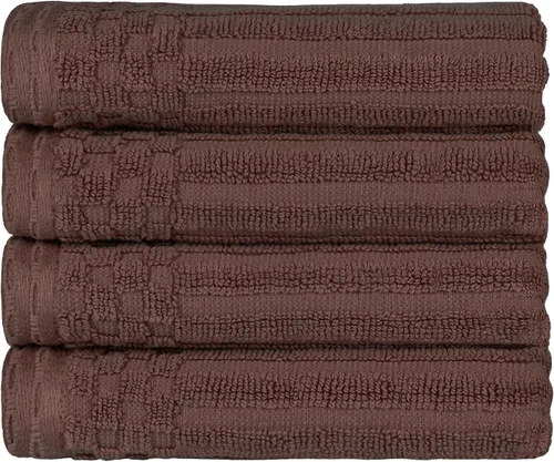 Vista 127 de Superior Juego de 6 toallas de algodón sólido y acanalado, toallas de cara de 13 x 13 pulgadas, toallas de mano de 16 x 28 pulgadas, toallas de baño