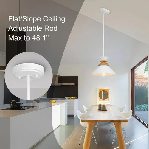 Vista 5 de Luces colgantes blancas de 12 pulgadas para isla de cocina, lámparas colgantes de altura de barra ajustable para comedor, paquete de 3