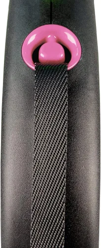Vista 2 de Flexi Cinta de diseño negro rosa, correa retráctil grande de 16.4 ft para perros de hasta 110.2 lbs/110 libras