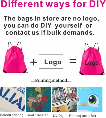 Vista 5 de Drawstring Backpacks, 40 Pack Bulk Drawstring Bags, Cinch Bags for Outdoor Sports - fuchsia or rose