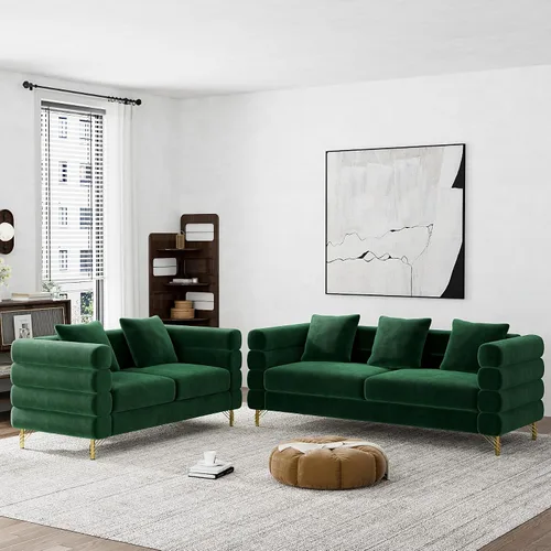 Vista 13 de Wrofly Sofá Nube para Sala de Estar, Loveseat Moderno de Terciopelo de Asiento Profundo Muy Acolchado de 59" con 2 Almohadas, Cómodo Sofá de Amor