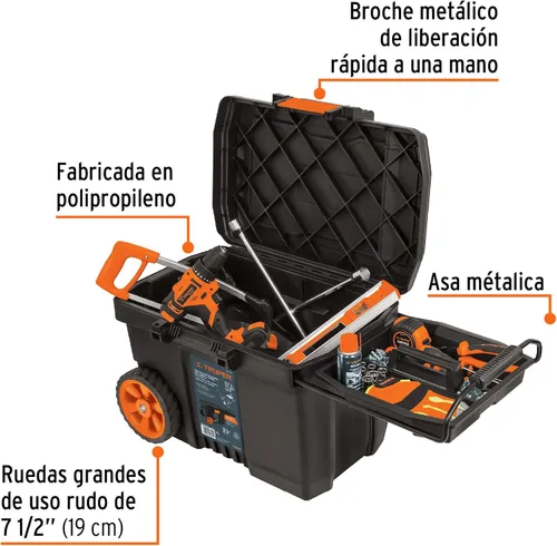 Vista 2 de Caja herramienta, plástico, 23 ', con ruedas