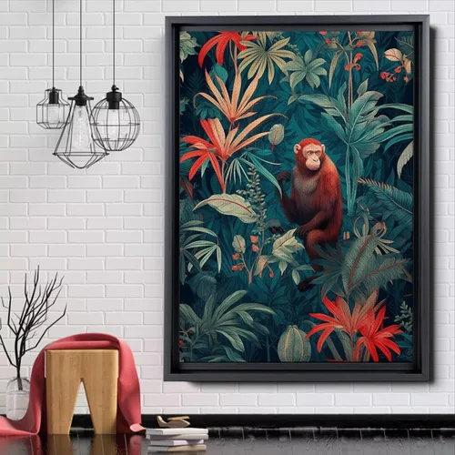 Vista 5 de Mid-Century Modern Jungle Monkey in Rainforest Trees - Captivating Nature and Wilderness Artwork - Animal Wall Art Celebration