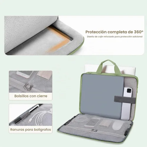 Vista 4 de MOSISO 360 Bolsa de hombro protectora para laptop, funda para laptop