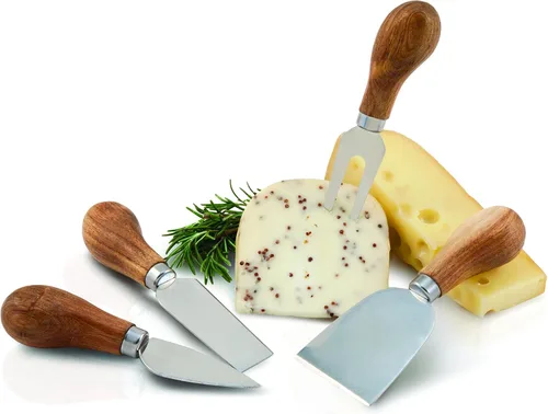 Vista 3 de Twine Cuchillos de queso gourmet – Juego de cuchillos de acero inoxidable – Herramientas de charcutería accesorios para tabla de quesos – Acero