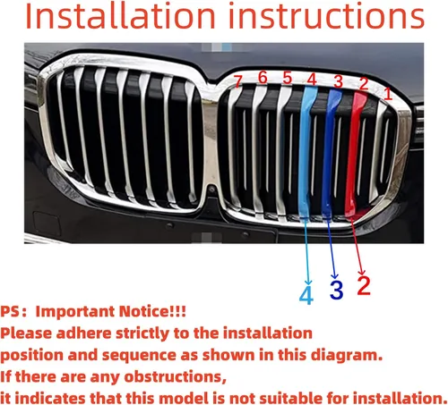 Vista 5 de Insertos de Parrilla Automotriz para BMW X7 G07 2019-2022 7 Rejillas, Accesorios para Parrilla Frontal G07,Tricolor ABS 7-Beam Grill Exterior Trim