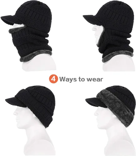 Vista 5 de Gorro tejido de invierno estilo pasamontañas, cálida máscara para ciclismo o esquí, talla universal