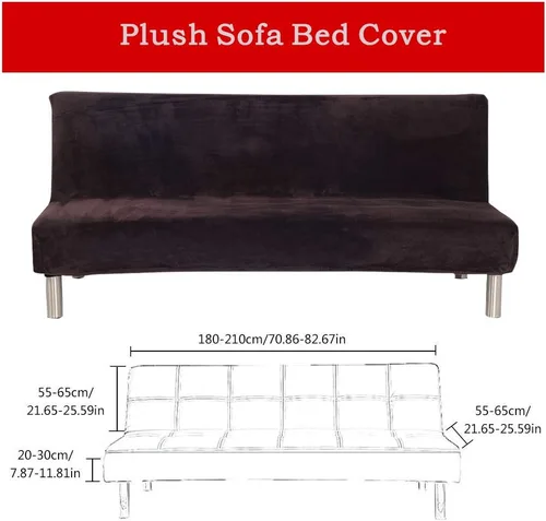 Vista 3 de MIFXIN Fundas para sofá cama sin brazos, funda de terciopelo elástico para futón, funda plegable sin reposabrazos, protector de muebles para sofá
