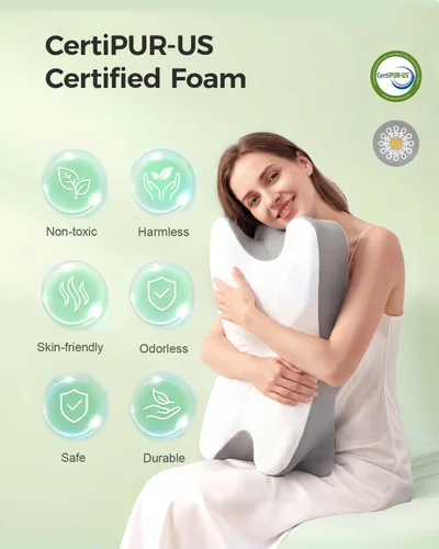 Vista 7 de Ergo - Almohada cervical para aliviar el dolor de cuello, espuma viscoelástica de doble altura Ergonomic contour, neck support, medium-soft memory