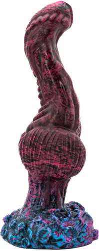 Vista 7 de Dominus - Consolador con ventosa anudada, combinación de colores rosa/negro, hecho a mano en los Estados Unidos, juguetes sexuales para adultos