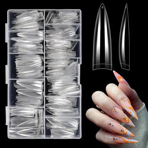 Vista 17 de Quaferen Puntas de Uñas de Almendra Medianas: 240pcs Puntas de Uñas Postizas Acrílicas Preformadas Forma de Almendra - 12 Tamaños Gel Suave
