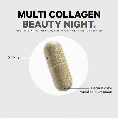 Vista 8 de Codeage Multi Collagen Protein Beauty Night - Melatonina, bisglicinato de magnesio, 5-HTP, L-teanina, flor de lavanda inglesa, caldo de hueso