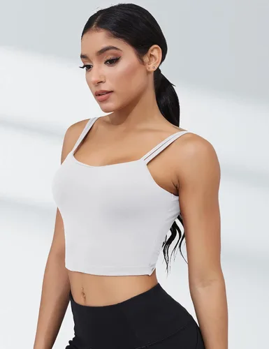 Vista 4 de LUYAA Sujetadores deportivos de entrenamiento para mujer, sin espalda, acolchados, para yoga, ombliguera, espalda baja, brasier para gimnasio