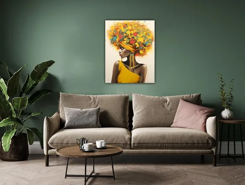Vista 201 de Arte de pared afroamericano, decoración de rey y reina bailarín negro para sala de estar, arte de pareja de amor negro para dormitorio, lienzo