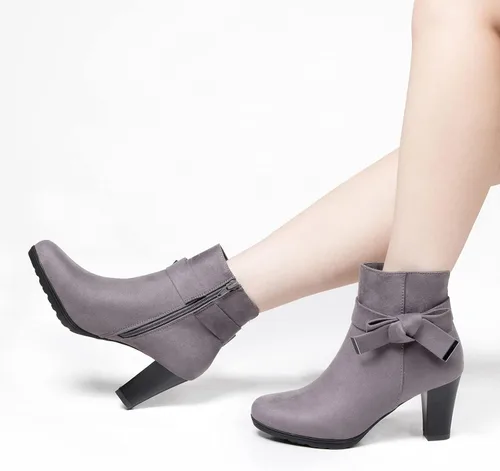 Vista 4 de mysoft Botines para mujer con tacón, tacón grueso apilado, cremallera al tobillo para mujer