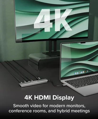 Vista 2 de Concentrador USB-C enchufable 7 en 1 para pantalla HDMI única, concentrador sin controlador, HDMI 4K, 3 USB 3.0, lector SD/microSD, carga de 100 W