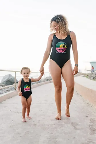 Vista 4 de IFFEI - Traje de baño de una pieza para madre e hija, monokini