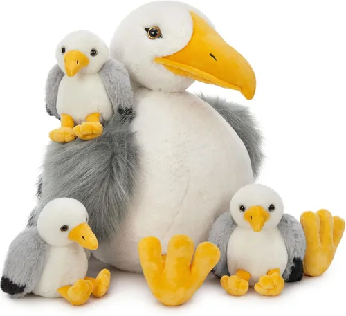 Vista 31 de MaoGoLan 4 animales de peluche de castor con tres bebés en el interior, regalo de felpa de castor gigante esponjoso de 17.7 pulgadas, divertidos