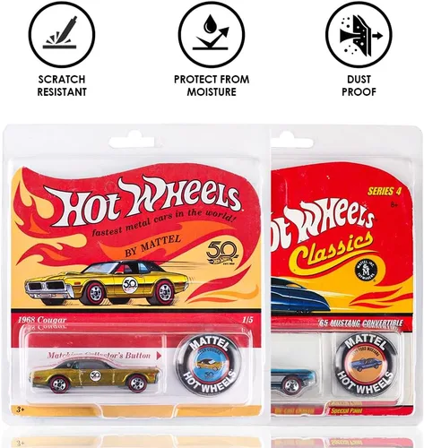 Vista 7 de Paquete de 10 protectores para botón coleccionista de Hotwheels 50 PET de 0.02 in de grosor, exhibición y almacenamiento de cubierta de almeja