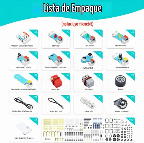 Vista 6 de ELECFREAKS Microbit Nezha Inventor Kit Planet X Sensores de arranque con más de 40 proyectos de aprendizaje y más de 400 ladrillos, placa