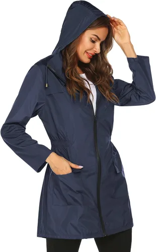 Vista 6 de Chubasqueros para mujer, impermeables, ligeros, plegables, para exteriores, con capucha