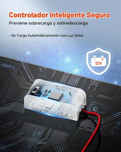Vista 3 de VEVOR Cargador de batería de panel solar de 20 W y 12 V, cargador de batería solar con controlador inteligente integrado y 3 cables de conexión