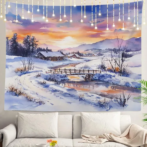 Vista 53 de Shrahala Peaceful Retreat Charming Abode Tapestry, Verdant Landscape Water Wall Hanging Hd Print Polyester Backdrop For Dorm Room Bedroom 30 X 40 In