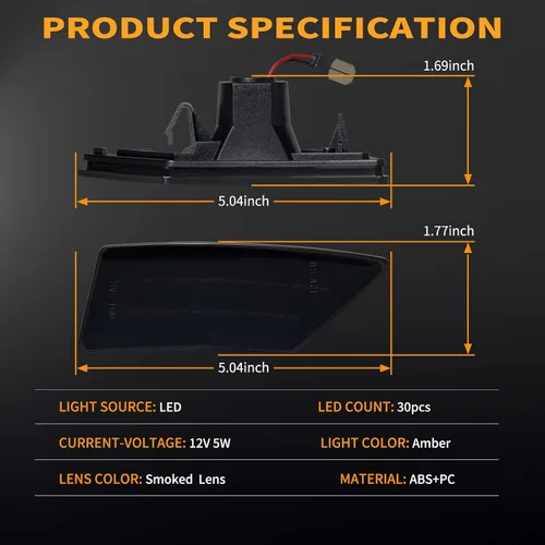 Vista 3 de Gempro Luces LED de señal de parachoques delantero para Ford Ranger Lariat 2019-2023, 2 unidades, lente ahumada