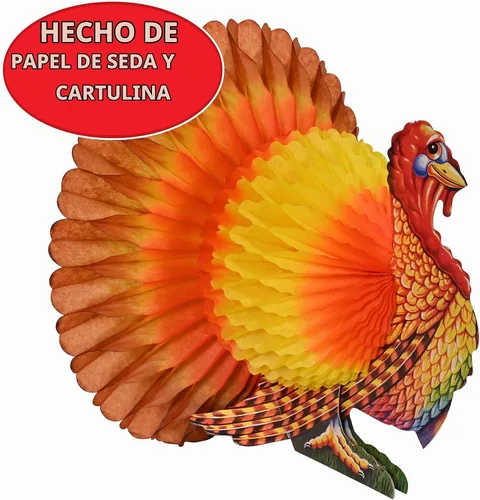Vista 5 de Beistle - Centro de mesa de pavo de papel de seda, decoración de mesa de Acción de Gracias, 1 paquete de 12