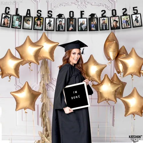 Vista 7 de KatchOn, Cartel de fotos de graduación negro 2025 – Grande, 10 pies Cartel de fieltro de la clase de 2025 para decoraciones de graduación 2025