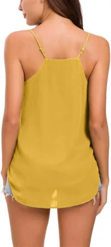 Vista 50 de Camiseta de chifón con tirantes delgados ajustables y cuello en V