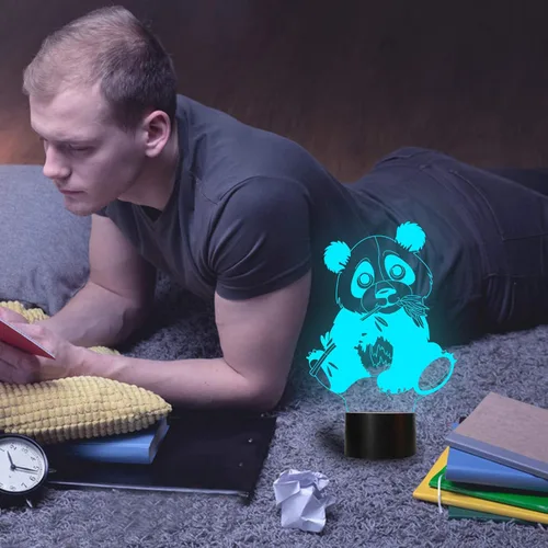 Vista 5 de Shellvcase Panda 3D Night Light, Optical Illusion Lamp 7 Colors Changing with Smart Touch & USB Cable, Giant Panda Gifts for Boys Girls Kids, Panda