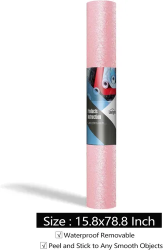 Vista 7 de Livelynine Papel tapiz rosa para despegar y pegar, papel de contacto decorativo para niñas, dormitorio de niñas, habitación de niños, decoración