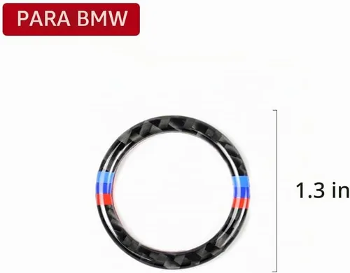 Vista 4 de Anillo de llave de encendido de motor de coche de fibra de carbono con decoración adhesiva para compatible con botón de encendido del motor BMW E90