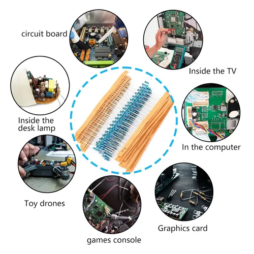 Vista 4 de Kit de resistencias de 130 valores de 2600 piezas, 1 ohmio-3 M ohmios con 1% 1/4 W de metal de resistencia de película de carbono