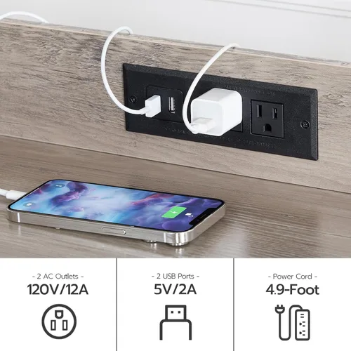 Vista 6 de HOOBRO Caja de arena con 2 estantes de almacenamiento, mueble alto para caja de arena oculto con estación de carga, mueble para caja de arena oculta