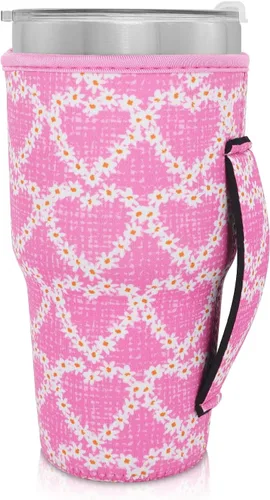 Vista 14 de Fundas Aislantes de Neopreno Portavasos con Asa para Vasos Tumbler de 20oz, Funda Reutilizable para Café Helado Para Tazas de Café de 30oz - 32oz