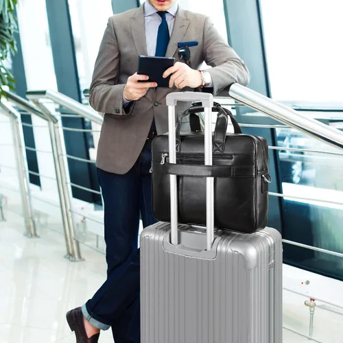 Vista 2 de Polare Full Grain Leather 16.5'' Laptop Bag Briefcase for Men Business Messenger Work Bag Fits 15.6'' Laptop