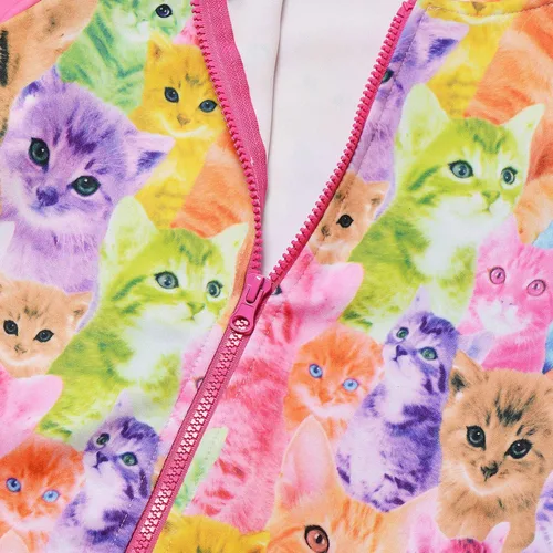 Vista 4 de Jxstar Sudadera raglán con capucha y cremallera para niñas con bolsillos