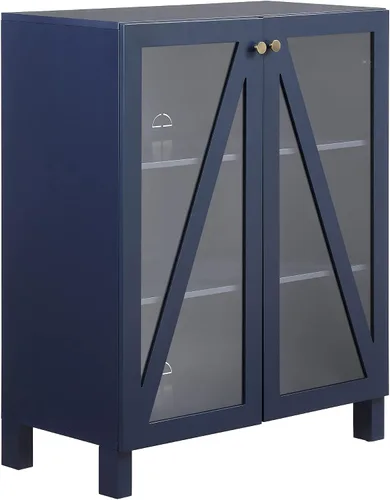 Vista 16 de Crosley Furniture Cassai - Armario de almacenamiento alto para despensa con estantes, cocina, comedor o lavandería, color azul marino