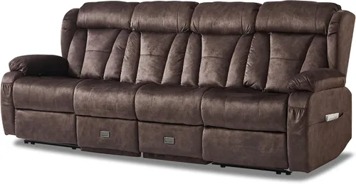 Vista 11 de Sofá biplaza reclinable manual de 110 pulgadas, sillón reclinable de 4 asientos con consola, mesa plegable y salidas integradas, sofá reclinable