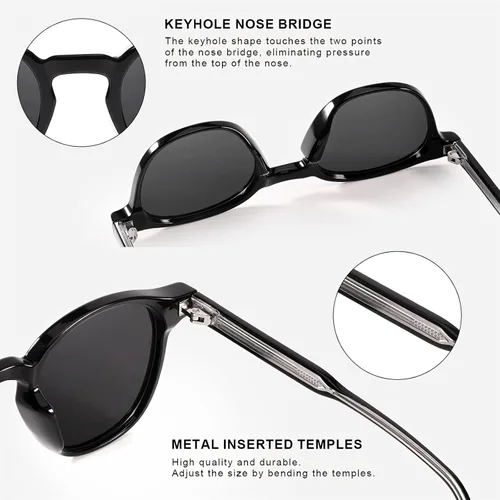 Vista 5 de LVIOE Gafas de sol polarizadas clásicas para mujer, gafas de sol redondas ligeras con protección UV para conducir LS2236