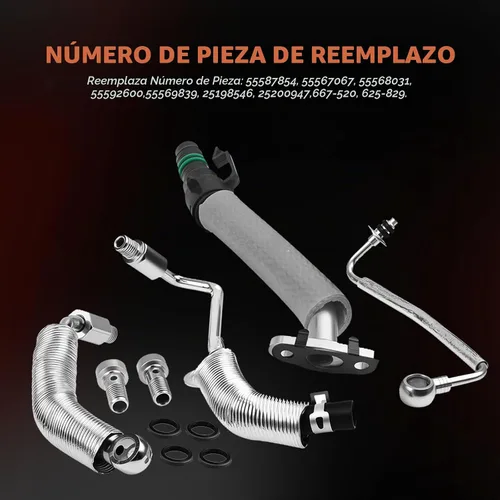 Vista 5 de Kit completo de línea de aceite y refrigerante Turbo para EcoTec de 1.4 L - Compatible con Chevy Cruze/Sonic/Trax y Buick Encore (2011-2021)