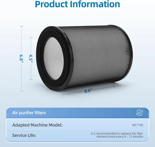 Vista 7 de Filtro de repuesto DR-HPA019 compatible con purificador de aire Dreo MC710S