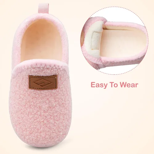 Vista 2 de Lefflow - Pantuflas para niños y niñas, zapatos de casa sin cordones para bebés, zapatos ligeros para caminar al aire libre