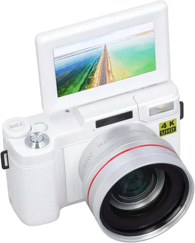 Vista 10 de Cámara digital 4K Auto Focus Anti Shake 48MP Vlogging Cámara 32G Tarjeta 180 grados Flip Screen 0.45X Lente macro gran angular (negro)