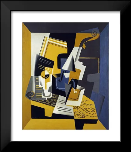 Vista 2 de ArtDirect Gris, Juan 20x23 Black Modern Framed Art Print Titled: A Violin and Glass