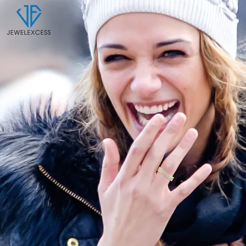 Vista 2 de JEWELEXCESS Anillo apilable de oro de 14 quilates con diamante blanco de 110 quilates sobre plata