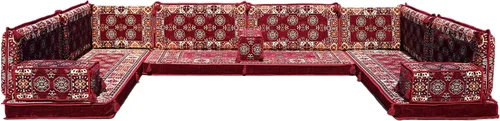 Vista 51 de arabicsofa Sofás seccionales en U hechos a mano – Asientos tradicionales en el suelo estilo Jalsa árabe